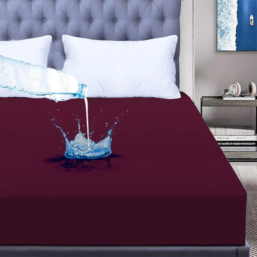 Waterproof Mattress Protector - Maroon