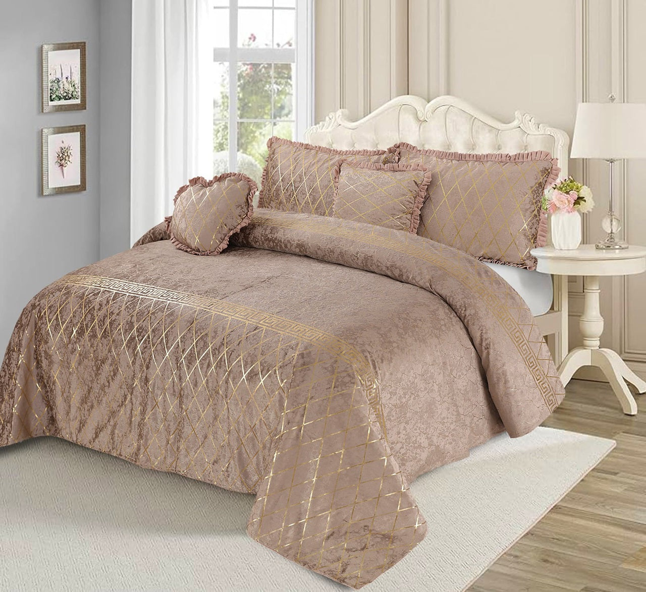 Mardian Bridal Velvet Bed Sheet Set - 5pcs - WNB18